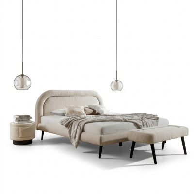 Lit Blanc Beau Design Moderne Lits Doubles Chambre Élégant Mobilier