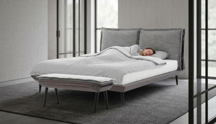 Lit Gris Beau Design Moderne Lits de Luxe Élégant Chambre Élégant Mobilier