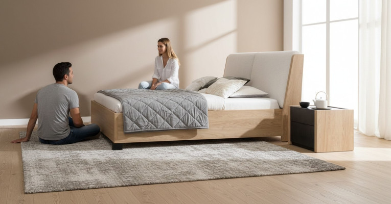 Lit Bois Beige Design Moderne Chambre à Coucher Lits Doubles Meubles Élégants Nouveaux