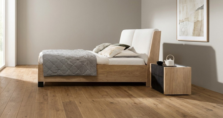 Lit Bois Beige Design Moderne Chambre à Coucher Lits Doubles Meubles Élégants Nouveaux