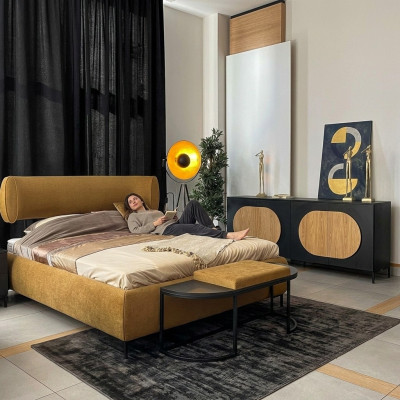 Lit Jaune Beau Design Belle Chambre Moderne Lits Doubles Meubles Élégants