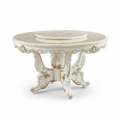 Table à manger Blanche Ronde Classique Salle à manger de luxe Tables en bois Design élégant