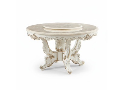 Table à manger Blanche Ronde Classique Salle à manger de luxe Tables en bois Design élégant