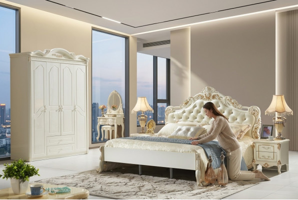 Armoire Armoire blanche en bois Conception de chambre mobilier classique