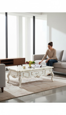 Table basse blanche Tables Salon Élégant Design classique Mobilier