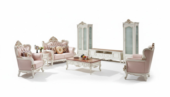 Vitrine Blanche Mobilier de Salon de Luxe en Bois et Verre Design Élégant Classique