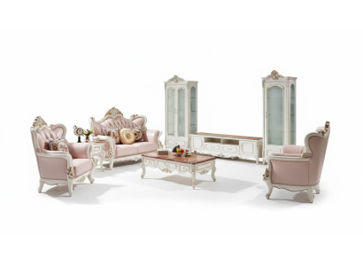 Vitrine Blanche Mobilier de Salon de Luxe en Bois et Verre Design Élégant Classique