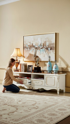 Buffet de salon blanc de luxe élégant Commode Armoires Meuble bas Nouveau