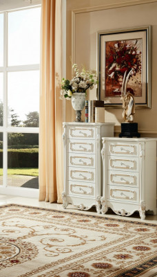 Ensemble de chambre blanc Design Élégant 2x Commode Mobilier Classique Luxueux 2 pièces.