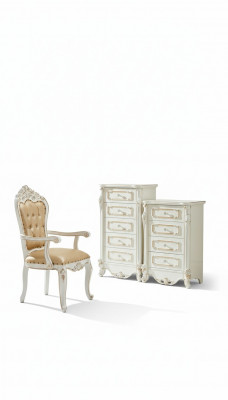 Ensemble de chambre blanc Design Élégant 2x Commode Mobilier Classique Luxueux 2 pièces.