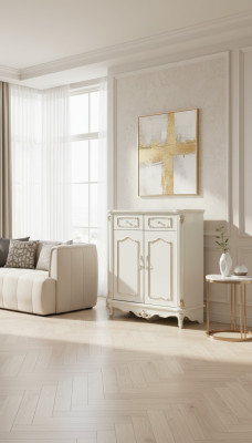 Commode Blanche Chambre Élégant Design Classique Commode de Luxe en Bois Nouveau