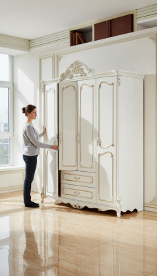 Armoire blanche Design élégant Chambre classique Mobilier de luxe