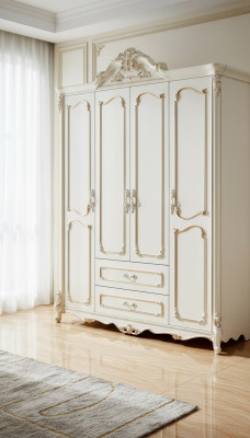 Armoire blanche Design élégant Chambre classique Mobilier de luxe