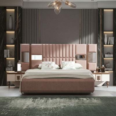 Lit de luxe Chambre à coucher Mobilier italien Matériau novateur Bois Marron