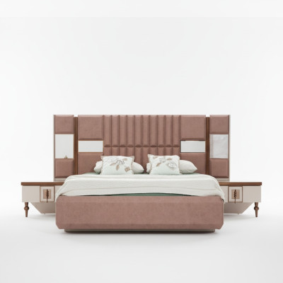 Lit de luxe Chambre à coucher Mobilier italien Matériau novateur Bois Marron