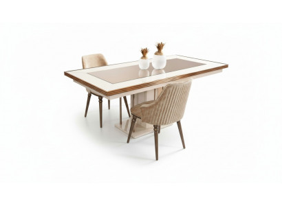 Table à manger de luxe, table en verre beige, table en bois, table de designer, table de cuisine