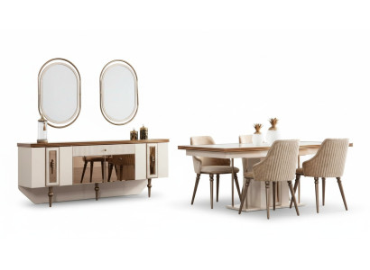 Ensemble de salle à manger de luxe - Commode - Buffet - Table - 4 chaises - Suite 8 pièces