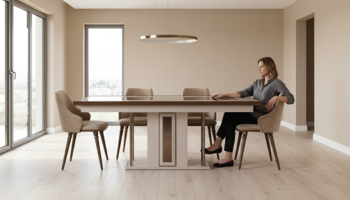 Salle à manger Ensemble 4 fauteuils Table à manger Mobilier design Ensemble de salle à manger Chaise 5 pièces.