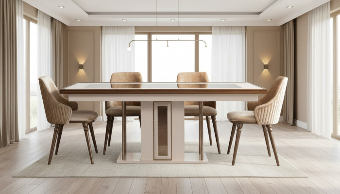 Salle à manger Ensemble 4 fauteuils Table à manger Mobilier design Ensemble de salle à manger Chaise 5 pièces.