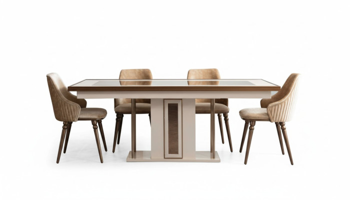 Salle à manger Ensemble 4 fauteuils Table à manger Mobilier design Ensemble de salle à manger Chaise 5 pièces.