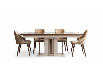 Salle à manger Ensemble 4 fauteuils Table à manger Mobilier design Ensemble de salle à manger Chaise 5 pièces.