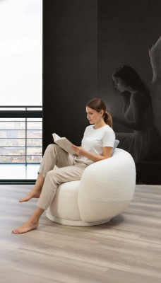 Chaise ronde moderne beige pour salon, mobilier de club, fauteuil design