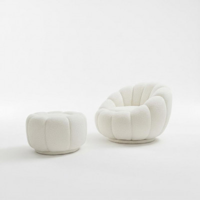 Fauteuil + Tabouret pour Salon Chaise ronde avec tabouret Mobilier moderne