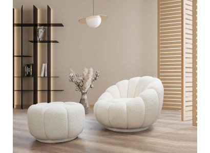 Fauteuil + Tabouret pour Salon Chaise ronde avec tabouret Mobilier moderne