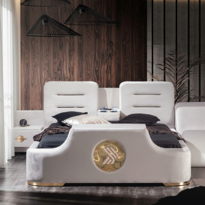 Lit double Lits Moderne Luxe Tabouret Multifonction Design de lit Velours