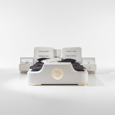 Lit double Lits Moderne Luxe Tabouret Multifonction Design de lit Velours