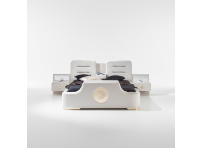 Lit double Lits Moderne Luxe Tabouret Multifonction Design de lit Velours