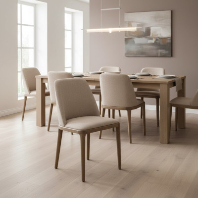 Design de luxe Chaises salle à manger en bois Textile Fauteuil en bois massif