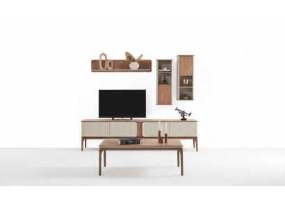 Buffet télé Meuble bas Armoire Table basse Salon Moderne Beige Bois
