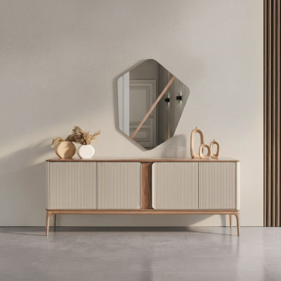 Miroir Commode Commodes en bois Ensemble de meubles Commode Salon Beige