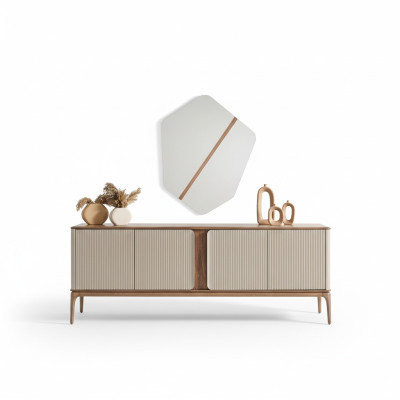 Miroir Commode Commodes en bois Ensemble de meubles Commode Salon Beige