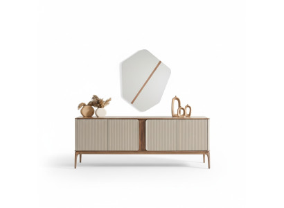Miroir Commode Commodes en bois Ensemble de meubles Commode Salon Beige