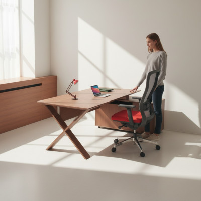 Bureaux Mobilier de bureau Bureau d'angle Tables de travail Mobilier en bois Brun