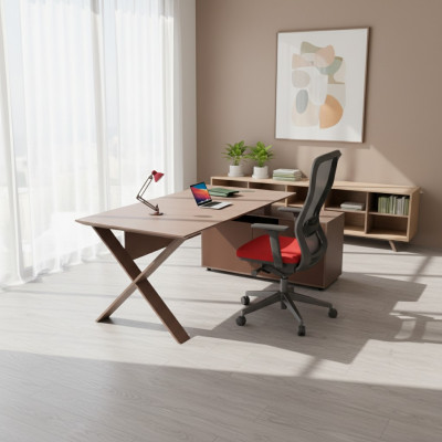 Bureaux Mobilier de bureau Bureau d'angle Tables de travail Mobilier en bois Brun