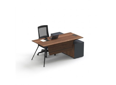 Grand bureau d'angle marron en bois Mobilier Ameublement Mobilier de bureau