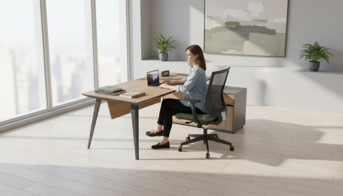 Coin bureau Table Office Big Chef Tables Desk Meubles Brun