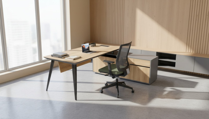 Bureau d'angle Tableau de bureau Marron Grand Chef Tables Mobilier de bureau