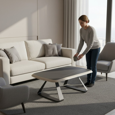 Salle d'étude Table basse Table basse au design moderne Meubles en bois brun neufs