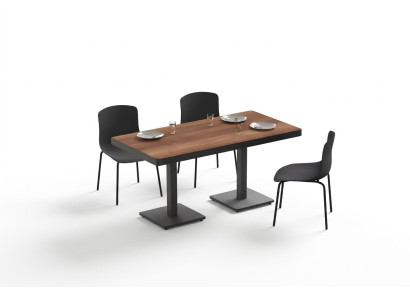 Table à manger moderne en bois massif Meubles de salle à manger Marron Meubles en acier inoxydable