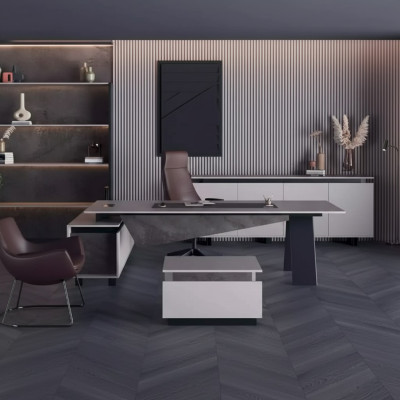 Mobilier de bureau gris pour la salle d'étude Bureau Buffet Mobilier de bureau Moderne Bois