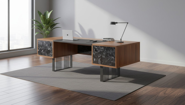 Bureau en bois massif Mobilier de bureau pour étude Ameublement de bureau Mobilier design