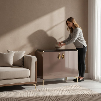Beige Meuble à tiroirs de luxe Buffet Buffet Mobilier de bureau Armoire Meubles de designer neufs
