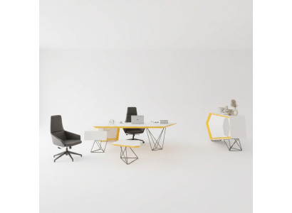 Salle d'étude Bureau Bureau d'angle Table basse Bahut Moderne Blanc