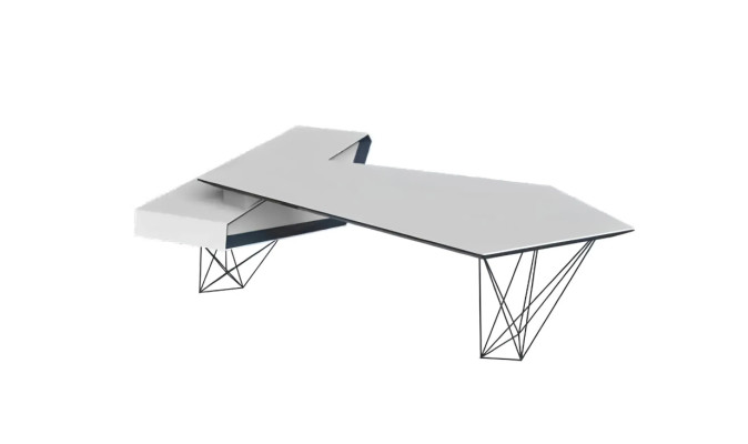 Bureau d'angle pour écrire, table de bureau de travail, meuble de designer de luxe blanc