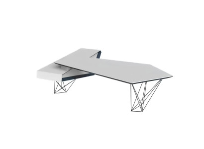 Bureau d'angle pour écrire, table de bureau de travail, meuble de designer de luxe blanc