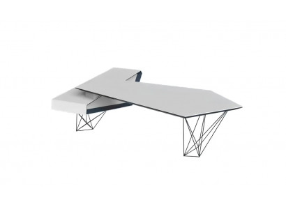 Bureau d'angle pour écrire, table de bureau de travail, meuble de designer de luxe blanc